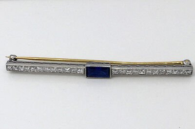 Antique TIFFANY & CO Bar Pin Diamond Sapphire Platinum