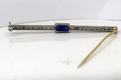 Antique TIFFANY & CO Bar Pin Diamond Sapphire Platinum - Image 6