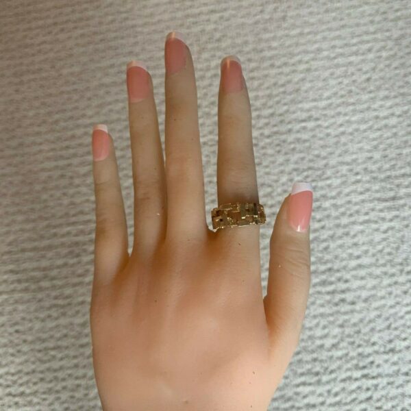 Gold Nugget Ring 14 Karat Yellow Gold - Image 4