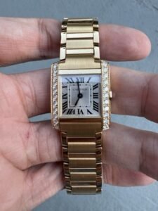 Cartier Tank Francaise Small Yellow Gold Diamond Ladies Watch wjta0039 Box Card