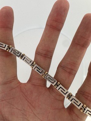 ✨ 14k White & Yellow Gold Reversible Bracelet – 7.5” – 17.3g ✨ Pur168 - Image 3