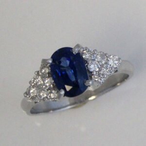 2.00 Carat + Oval Ceylon Sapphire Royal Blue Custom Engagement Ring - GIA