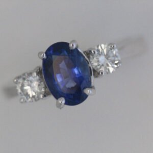 1.75 Carat + Sapphire & Diamond Wedding Ring - Ceylon Royal Blue - GIA
