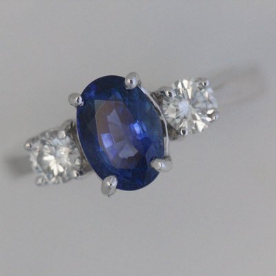 1.75 Carat + Sapphire & Diamond Wedding Ring - Ceylon Royal Blue - GIA
