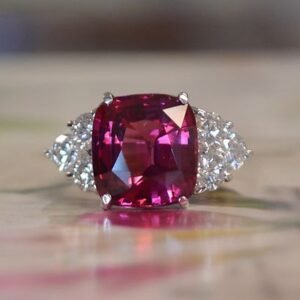 10 Ct Tw Huge Cushion Natural Pink Spinel & Diamond, Custom Ring - SEE HD VIDEO