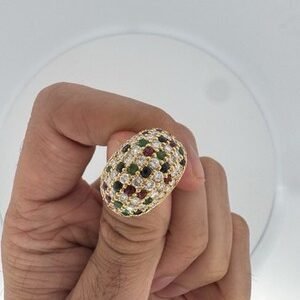 14k Yellow Gold 1.0ct Multi Gemstone 1.80ct Diamond Earrings - 10.52 gms, 1.0 in