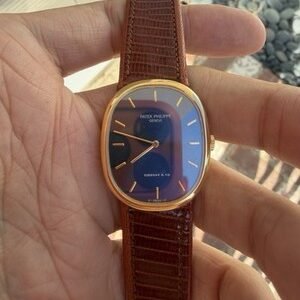 Patek Philippe Golden Ellipse 3848J 18k Yellow Gold Blue Dial Manual Unisex 27mm