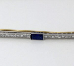 Antique TIFFANY & CO Bar Pin Diamond Sapphire Platinum