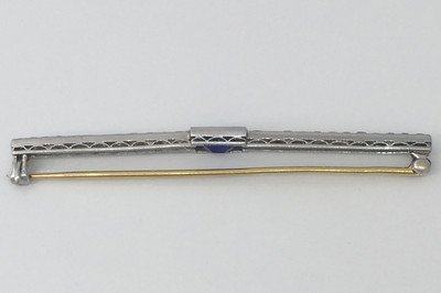 Antique TIFFANY & CO Bar Pin Diamond Sapphire Platinum - Image 4