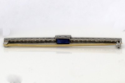 Antique TIFFANY & CO Bar Pin Diamond Sapphire Platinum - Image 5