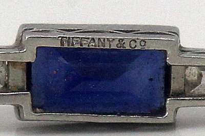 Antique TIFFANY & CO Bar Pin Diamond Sapphire Platinum - Image 7