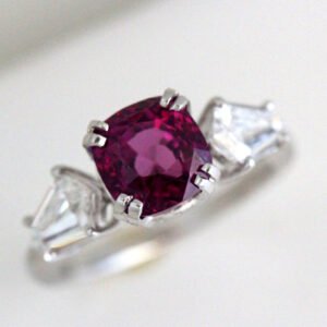4.00 + Carat Pink Sapphire & Diamond, Platinum Engagement Ring - GIA