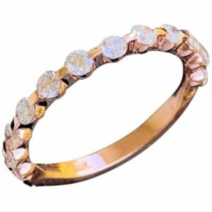 Round Floating Diamond Half Eternity Band 0.9 Carat TW, 14 Karat R, Ben-Dannie