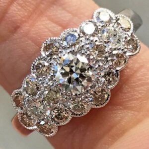 1.5 Carat Approximate, Diamond Pave Ring 14k White Gold, Ben Dannie