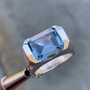 6 Ct Blue Birthstone March, December, 10k Gold, 100% Hand Made USA