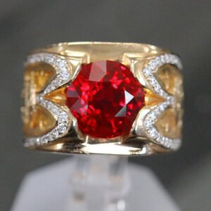 4.02 ct Huge Round Burma Pigeon Blood Ruby GRS , GIA Custom Unique Mens Ring.