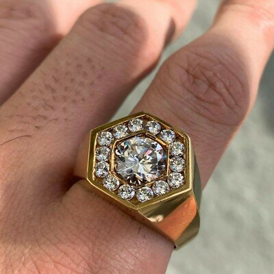 3.5 Carat TW Mens Diamond Ring / Wedding Ring / Band , 14k Gold Heavy - Image 3