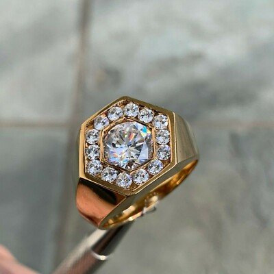 3.5 Carat TW Mens Diamond Ring / Wedding Ring / Band , 14k Gold Heavy - Image 4