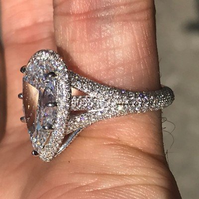 6.75 Carat Pear Shape Engagement Ring G SI1, GIA Certified Set in Platinum Halo - Image 2