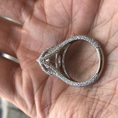 6.75 Carat Pear Shape Engagement Ring G SI1, GIA Certified Set in Platinum Halo - Image 5