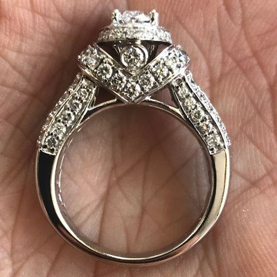 1.75 Carat TW Apprx, Oval Diamond Halo Engagement Ring Micro Pave, Ben Dannie - Image 2
