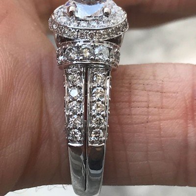 1.75 Carat TW Apprx, Oval Diamond Halo Engagement Ring Micro Pave, Ben Dannie - Image 4