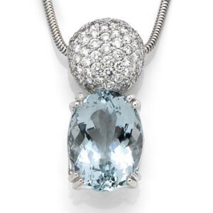 Aquamarine Pendant 15 Carat Total Weight, Ladies Custom Jewelry