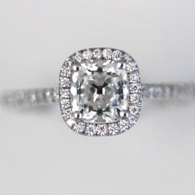 1.20 Carat TW Old Mine Cut Diamond Halo Engagement Ring Set in 14k W -Ben Dannie - Image 2