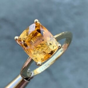 3.00 Carat Yellow Citrine in 14 Karat Yellow Gold Ring