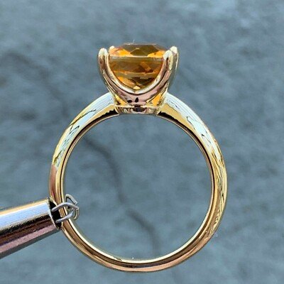 3.00 Carat Yellow Citrine in 14 Karat Yellow Gold Ring - Image 3