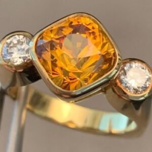 4.8 Carat tw Yellow-Orange Sapphire & Diamond Ring , Ben Dannie