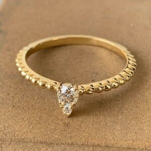 0.20 Apprx Carat Pear Shape Diamond 14k Yellow Gold, Ben Dannie