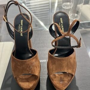 Saint Laurent Land Women's Jodie 95 Tanouk High Heels 7.5 US / 38 EU $1090