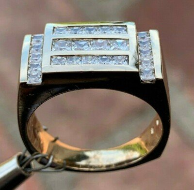 1.56 CTW Men's Princess Diamond Ring/Band , 14 K - 1980's Ben Dannie Original