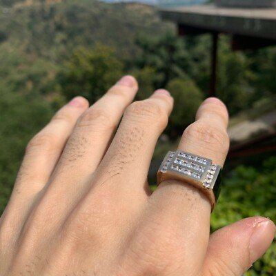 1.56 CTW Men's Princess Diamond Ring/Band , 14 K - 1980's Ben Dannie Original - Image 2