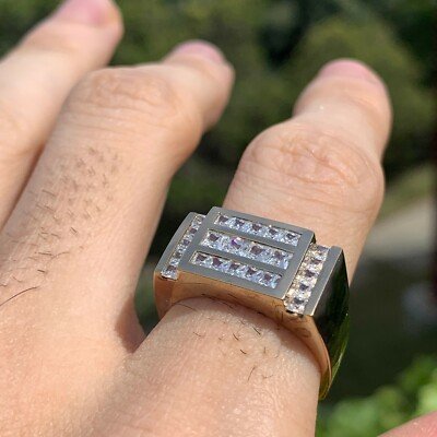 1.56 CTW Men's Princess Diamond Ring/Band , 14 K - 1980's Ben Dannie Original - Image 3