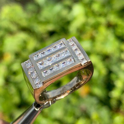 1.56 CTW Men's Princess Diamond Ring/Band , 14 K - 1980's Ben Dannie Original - Image 5