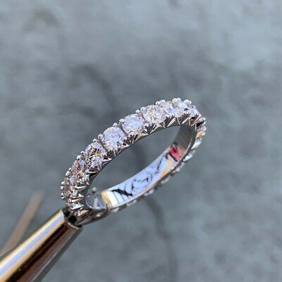 1.5 Carat TW Round Diamond Ring Eternity Band French Pave, Ben Dannie Design