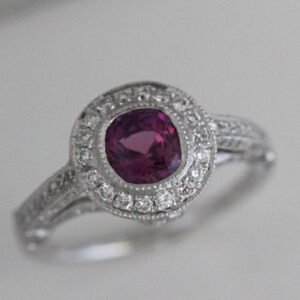 2.18 Carat TW Pink Sapphire and Diamond & Platinum Engagement Ring - Ben Dannie