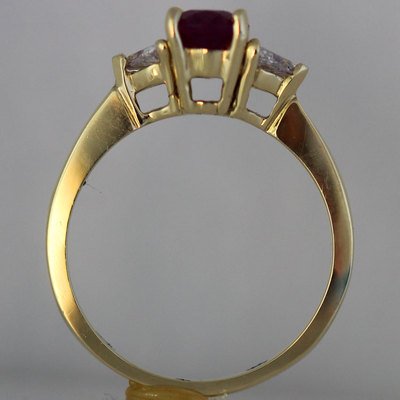 1.5 +CTW Oval Natural Ruby & Diamond Engagement Ring Set in 18k Yellow Gold - Image 3