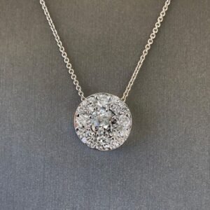 Diamond Pendant Pave 1.15 Carats Total Weight - 14k White- Ben Dannie