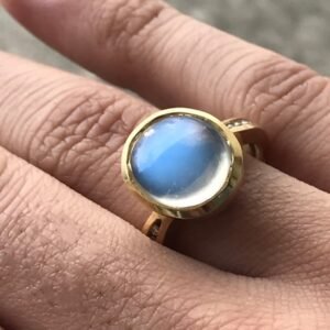 Moonstone Ring - Set with Diamonds in 18k Yellow Gold