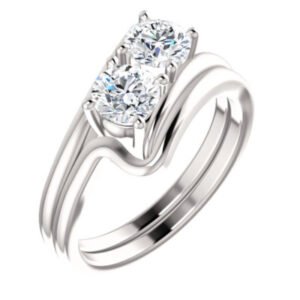 1.00 Carat TW Two Stone Engagement Ring 14k White