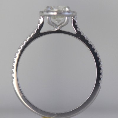 1.16 Carat Round Diamond Halo Engagement Ring Set in 14k W - Ben Dannie - Image 3