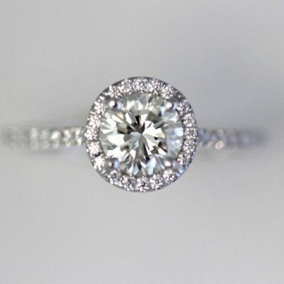 1.16 Carat Round Diamond Halo Engagement Ring Set in 14k W - Ben Dannie - Image 4