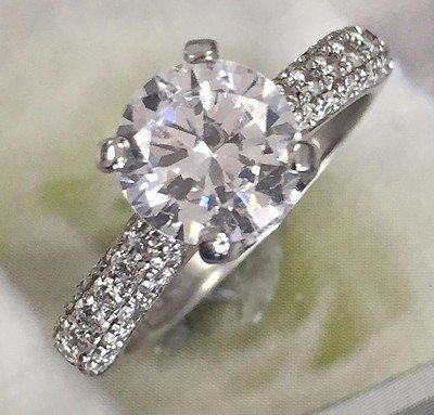 Round Diamond Engagement Ring - 2 Carats Platinum Diamonds Down Shank - HD VIDEO