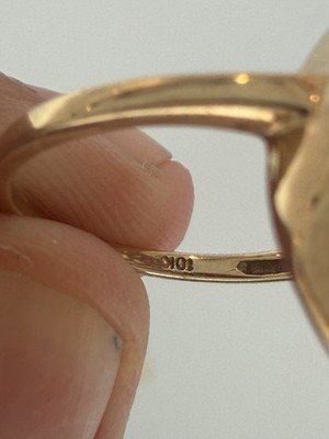 Lab created Ruby Tear Drop Ring 10k Yellow Gold - Image 4