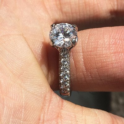 Round Diamond Engagement Ring - 2 Carats Platinum Diamonds Down Shank - HD VIDEO - Image 3