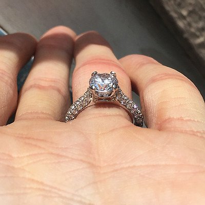 Round Diamond Engagement Ring - 2 Carats Platinum Diamonds Down Shank - HD VIDEO - Image 4