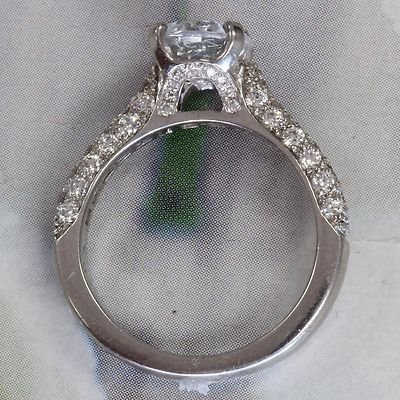 Round Diamond Engagement Ring - 2 Carats Platinum Diamonds Down Shank - HD VIDEO - Image 5